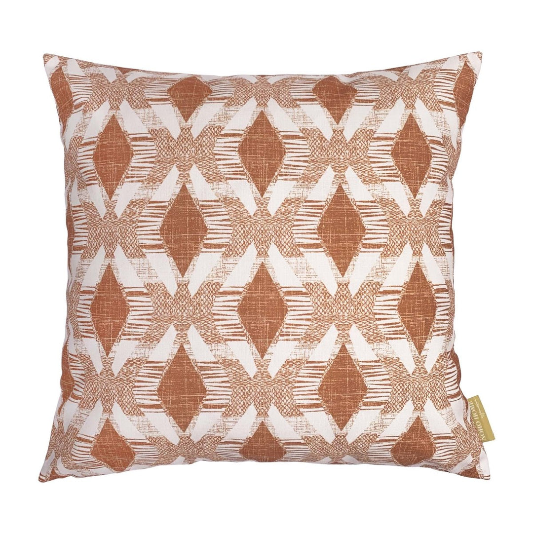 Coral Colored Kāholo Square Pillowcase On a White Background
