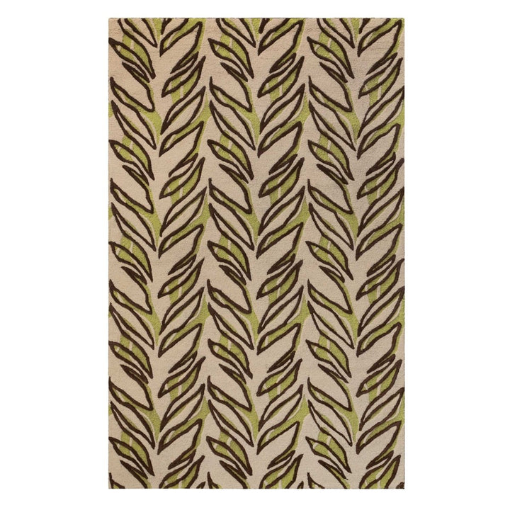 Kī Area Rug in Green Full Frontal View On a White Background