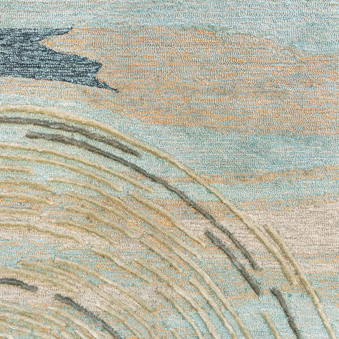 Close up Kilo Hoku Outdoor Blue and Cream Textured Navigational Hawaiian Print 