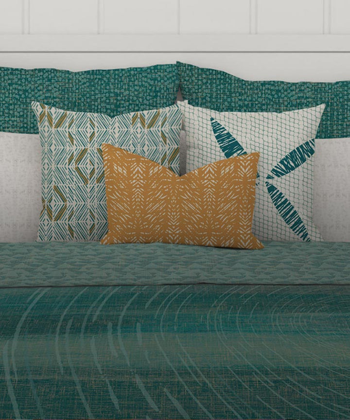 Coastal Home Décor Kilo Hōkū Duvet Cover Shown With Décor Pillows in a Large Bedroom