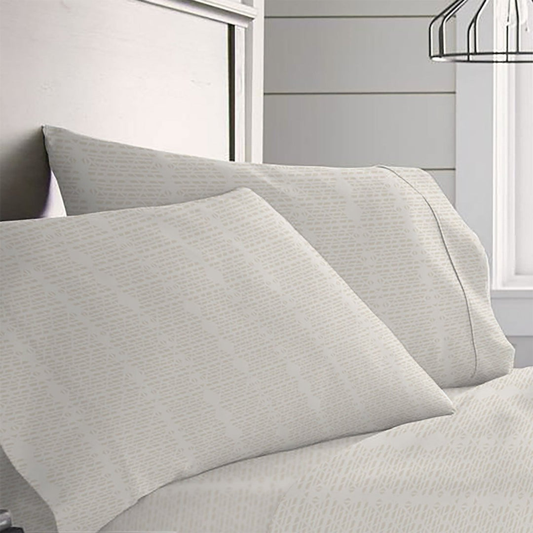 Cream Kua Pillowcase Set with Hawaiian terraced-landscape print by NOHO HOME