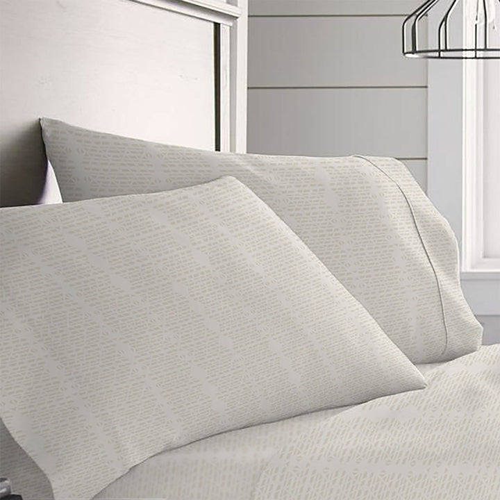 Cream Kua Pillowcase Set with Hawaiian terraced-landscape print by NOHO HOME