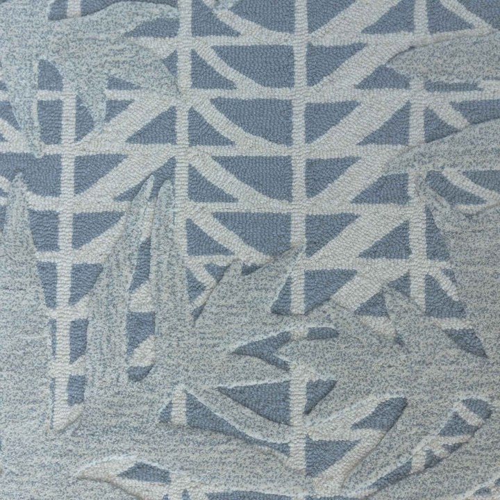 Close Up of the Blue Lauaʻe Area Rug Hawaiian Plant Motifs Design
