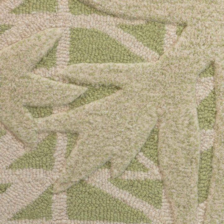 Close Up of the Green Color Lauaʻe Area Rug Plant Motifs Design