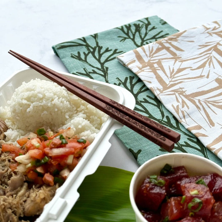  Limu Tea Towels Under a Plate Lunch With Chopsticks