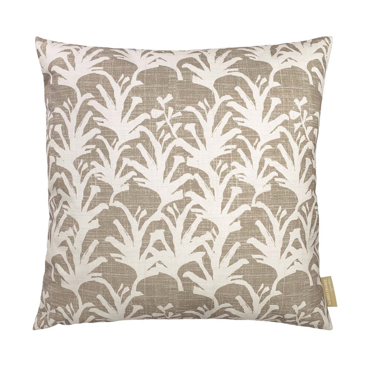 Beige and Taupe Līpoa Square Pillowcase Front Side Hawaiian Print On a White Background