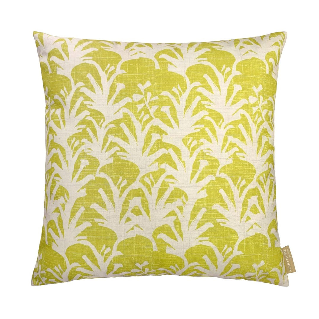 Yellow Līpoa Square Pillowcase Hawaiian Print Front Side On a White Background