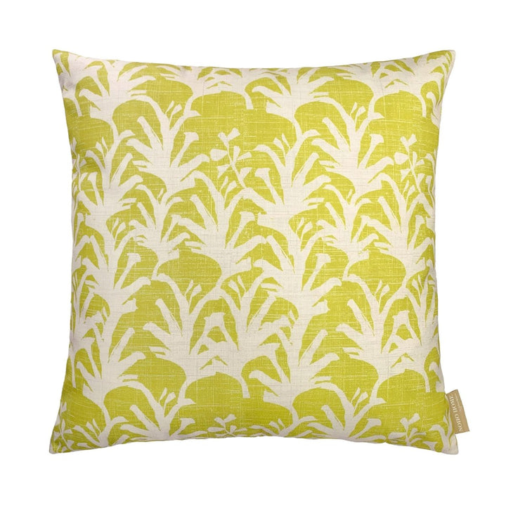Yellow Līpoa Square Pillowcase Hawaiian Print Front Side On a White Background