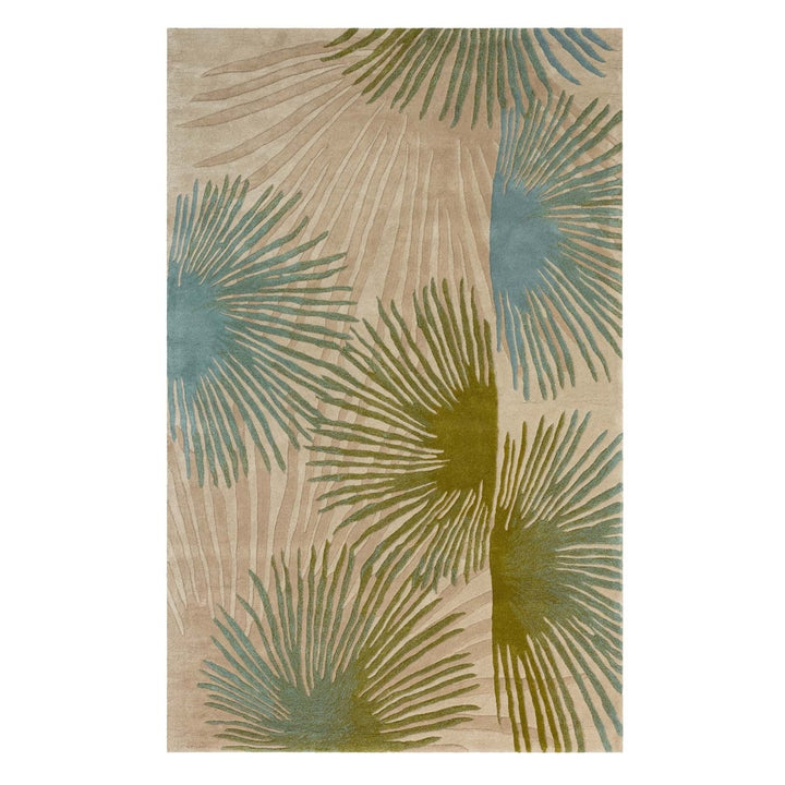 Teal Colored Loulu Area Rug With Hawaiian Print Full View on a White Background