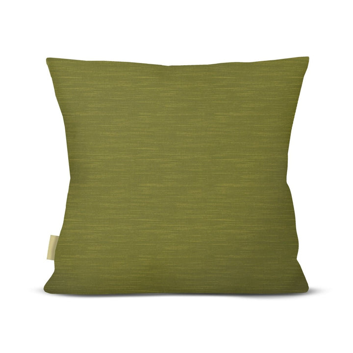 Back of the Green Loulu Palm Square Pillowcase, solid olive textured weave, on a white background