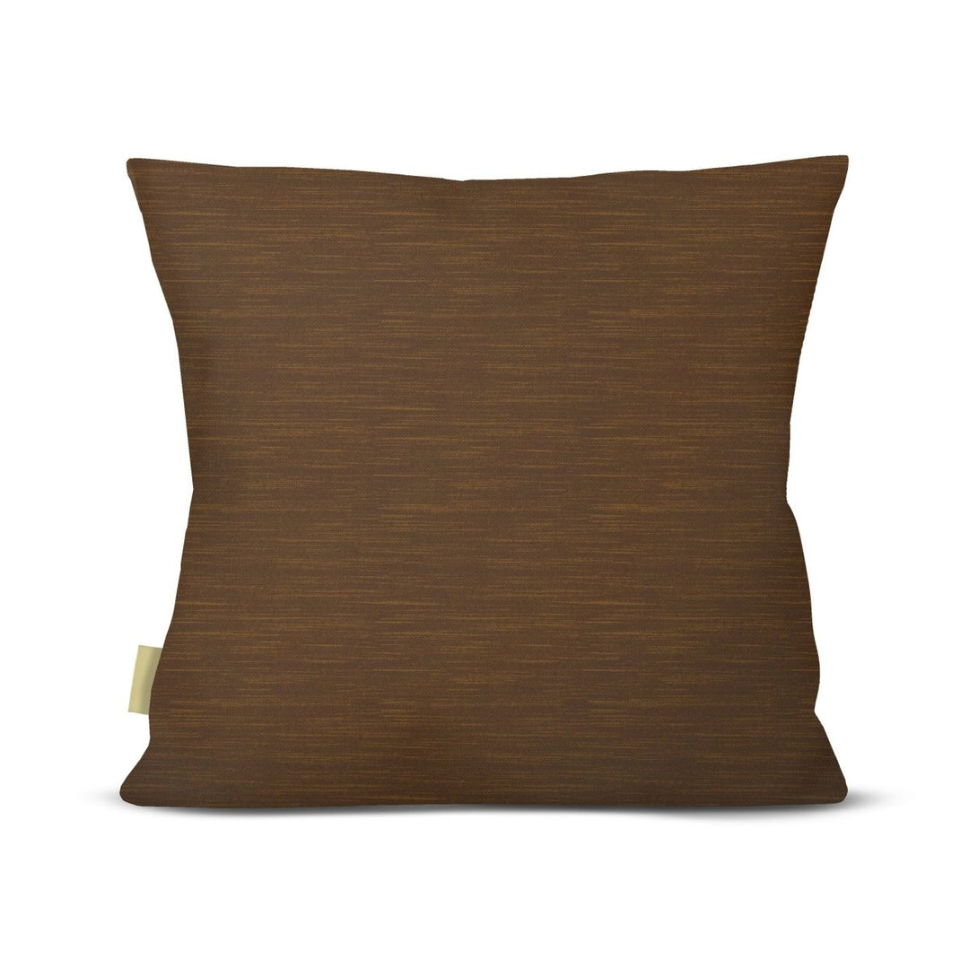 Back of the Brown Loulu Palm Square Pillowcase, solid brown textured weave, on a white background