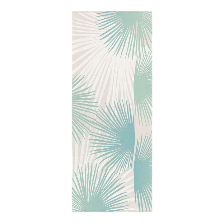 Full Image of the Teal Aqua Light Blue Loulu Hawaiian Print Travel Wrap 