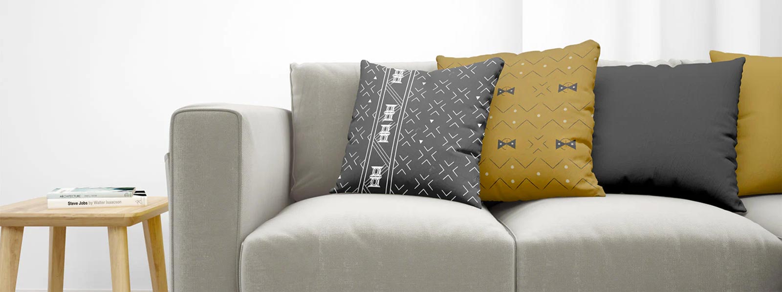 Pillows Aligned On a Couch From the LWS NOHO HOME Collaboration