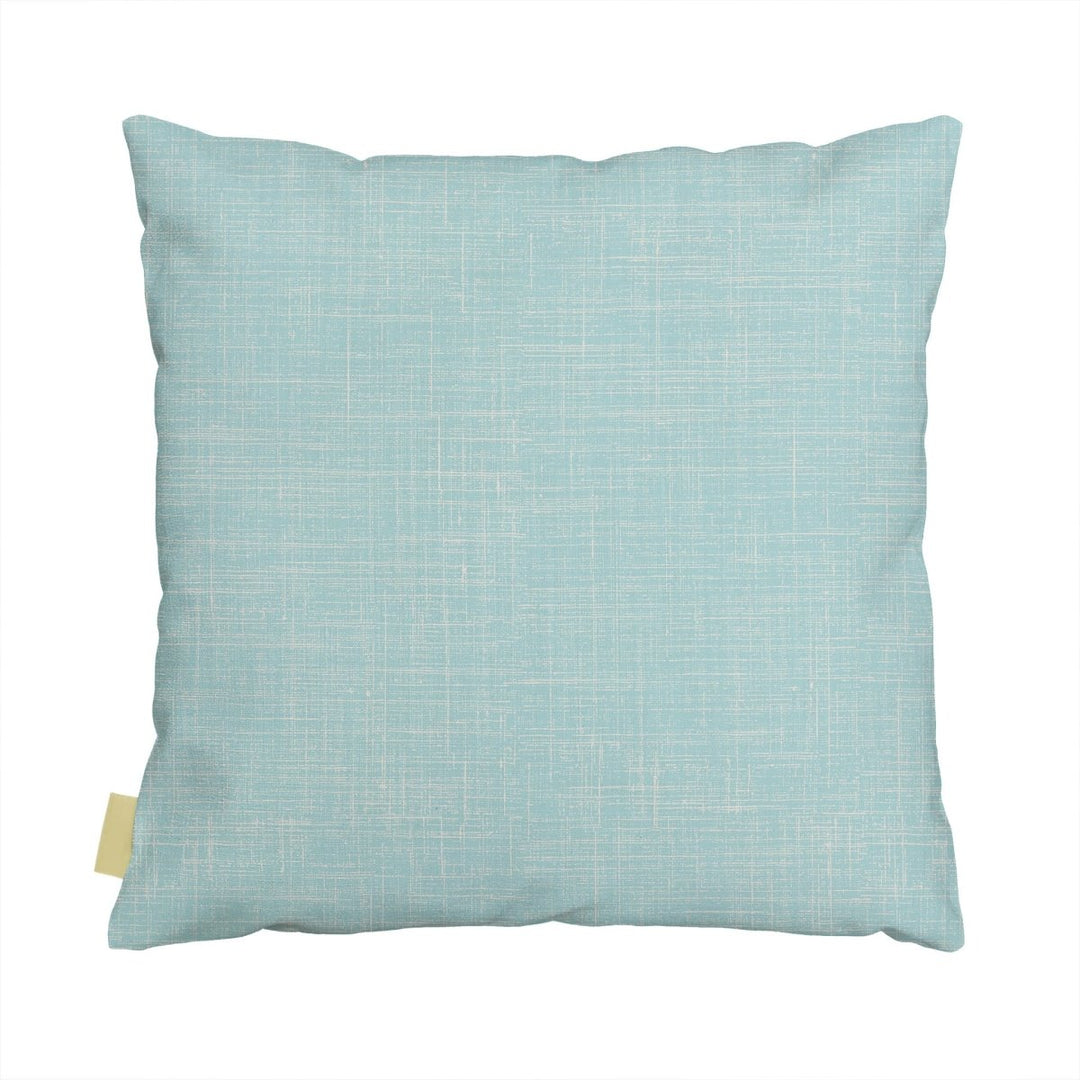 Backside of Maui Strong Square Pillowcase Light Blue Teal Color On a White Background