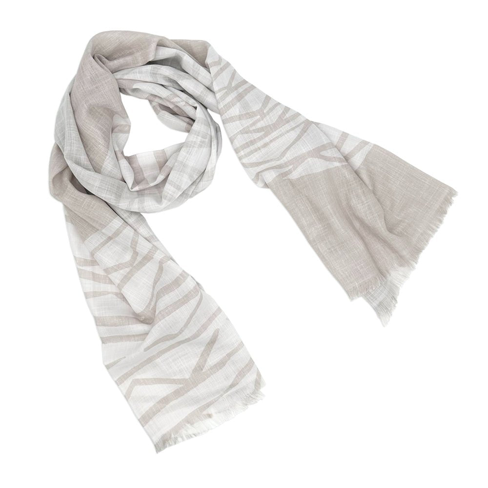 Taupe Color Niho Kila Travel Wrap Twisted Up and Placed in a Circle