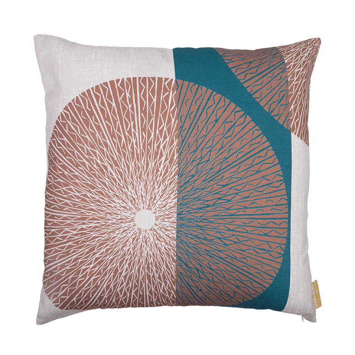 Cocoa & Aqua Niho Medallion Square Pillow against a white background