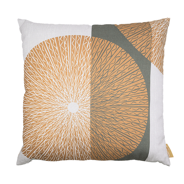 Bark & Stone & Ivory Niho Medallion Square Pillow against a white backdrop
