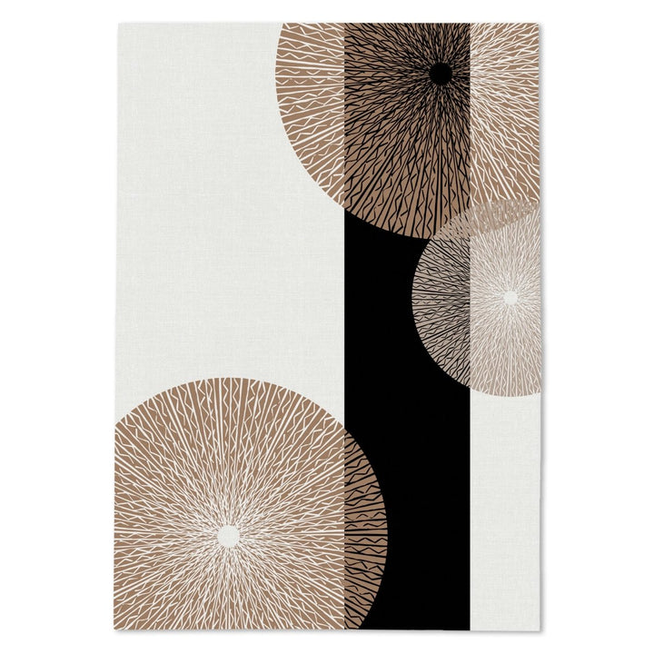 Tea towel with abstract circular design on a white background