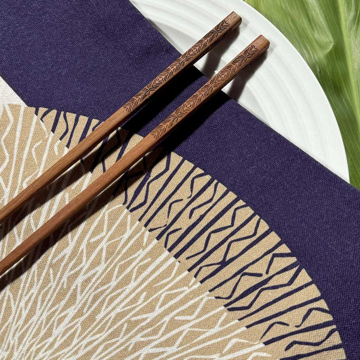 Closeup of the Niho Medallion Tea Towel Front Side Design 