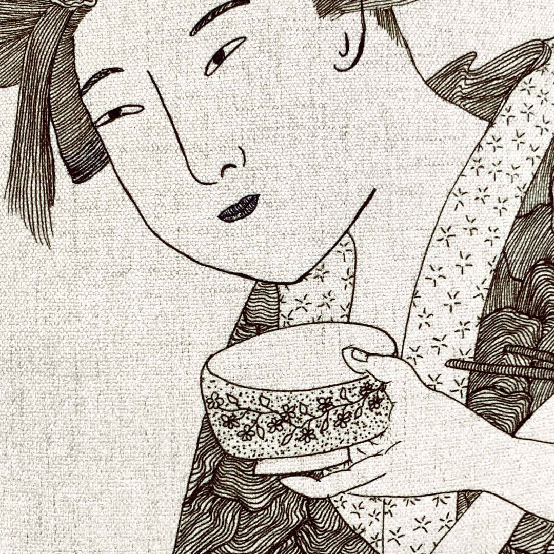 Close Up View Of the Omiyage Square Pillowcase Melveen Leed Design