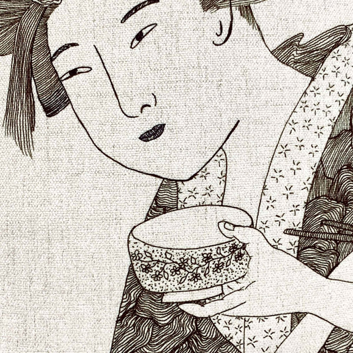 Close Up View Of the Omiyage Square Pillowcase Melveen Leed Design