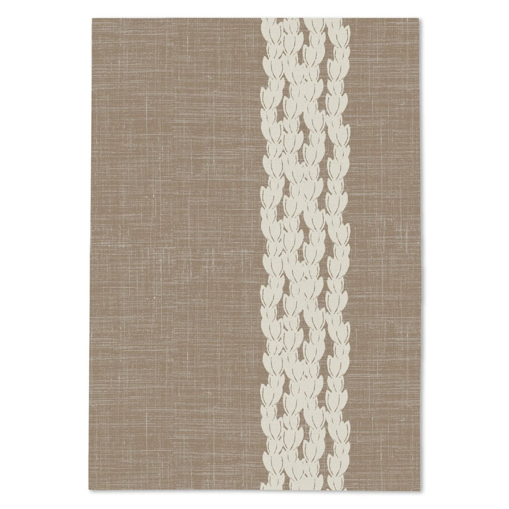 tea towel with a beige background and a Pikake floral design.