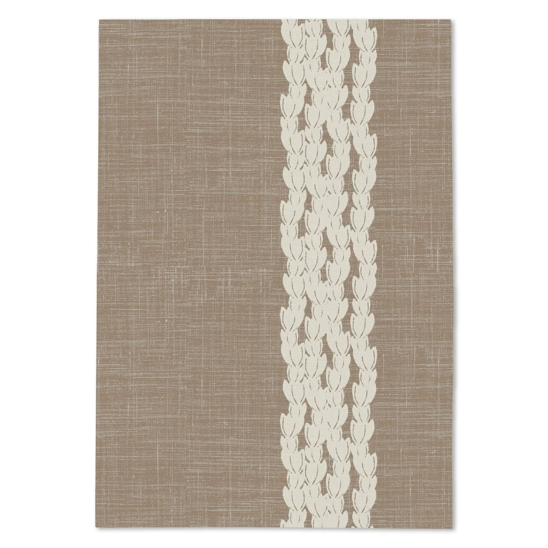 tea towel with a beige background and a Pikake floral design.