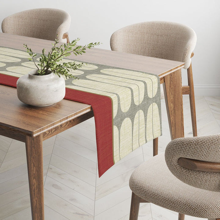 Premium Papa Table Runner Set On a Wood Table With a Small Potted Plant on the Table