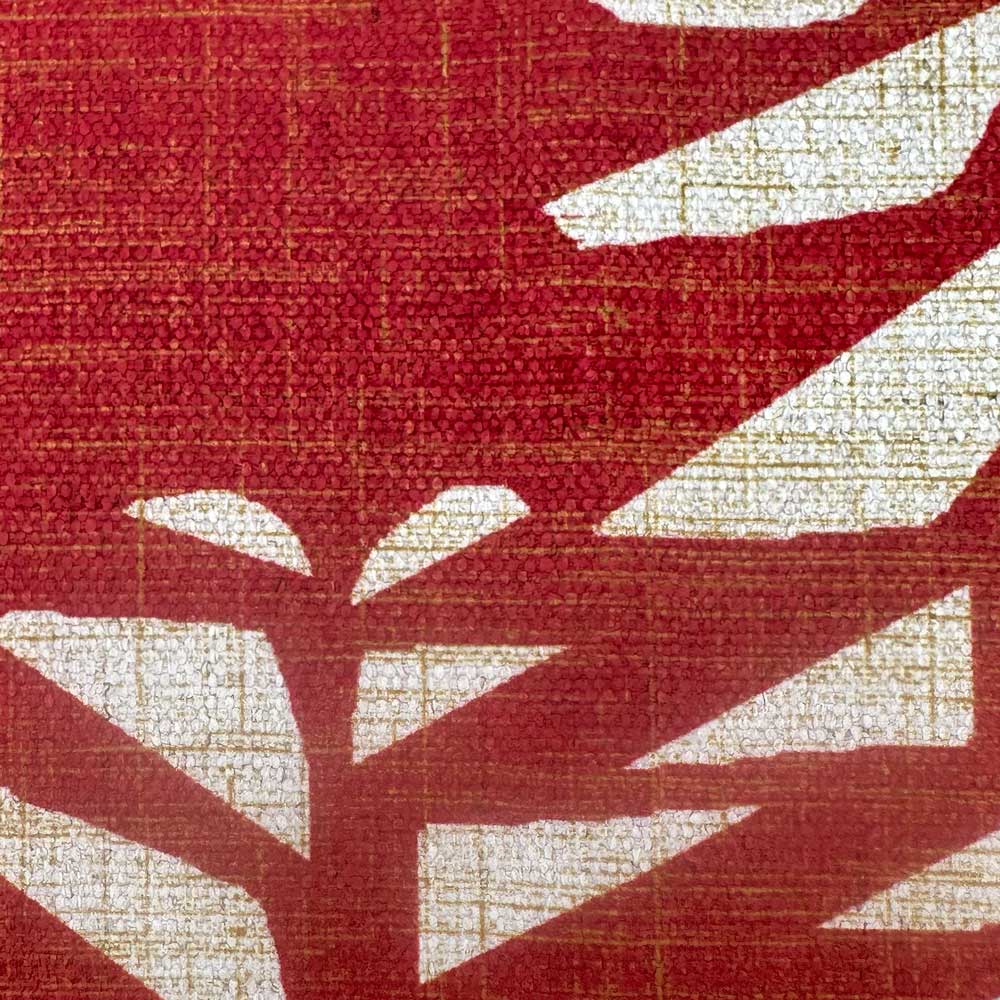 Close-up of Premium Red Uluhe Dining Placemat Set Hawaiian Print Closeup