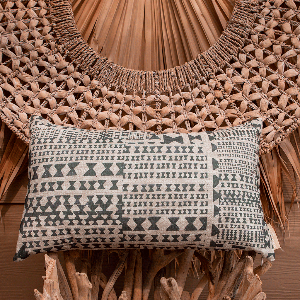 Black and Taupe Kāpili Lumbar Pillowcase