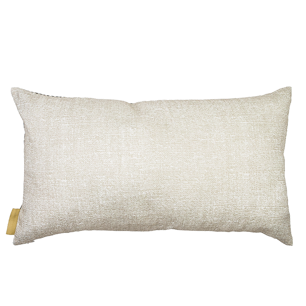 Back of Black and Taupe Kāpili Lumbar Pillowcase