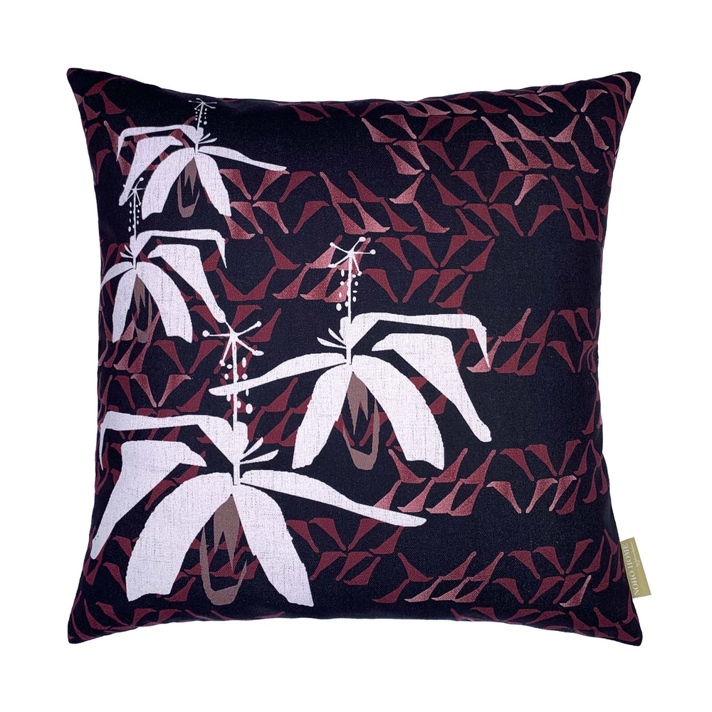 Black Color Kokiʻo Square Pillowcase On a White Background
