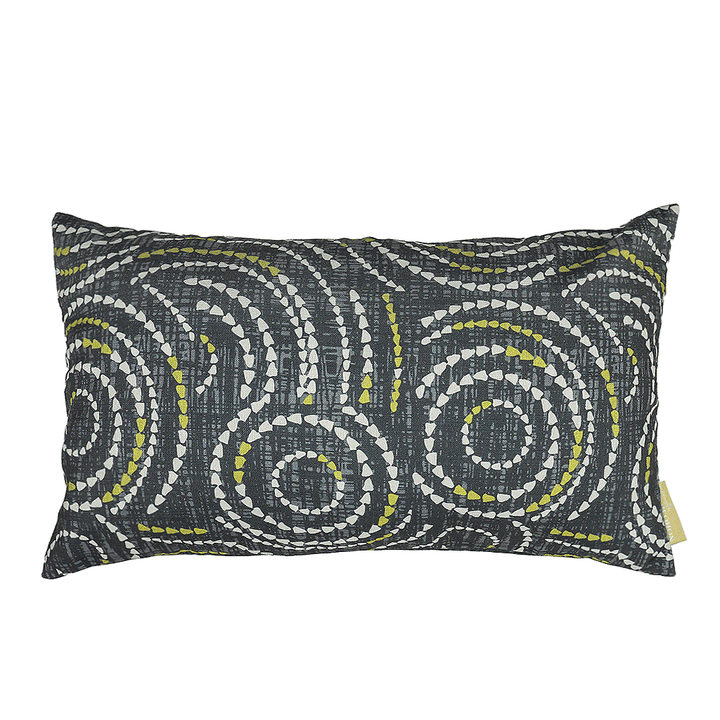 Ivory and Blue Crown Flower Lumbar Pillowcase