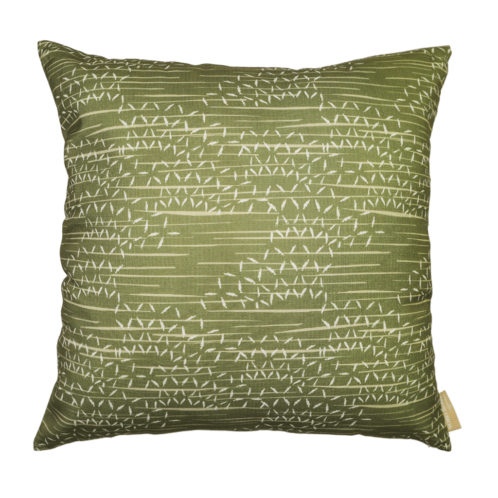 Olive and Ivory Kaha Square Pillowcase Front Side on a White Background