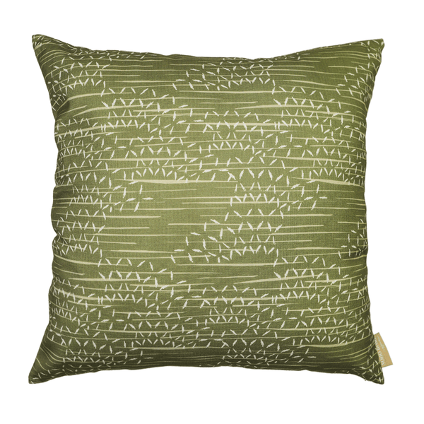 Olive and Ivory Kaha Square Pillowcase Front Side on a White Background