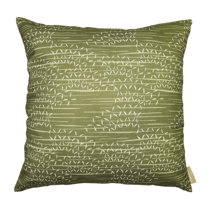 Olive and Ivory Kaha Square Pillowcase Front Side on a White Background