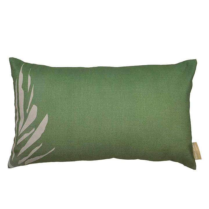 Green &  Ivory Kanu Lumbar Pillowcase on a white background