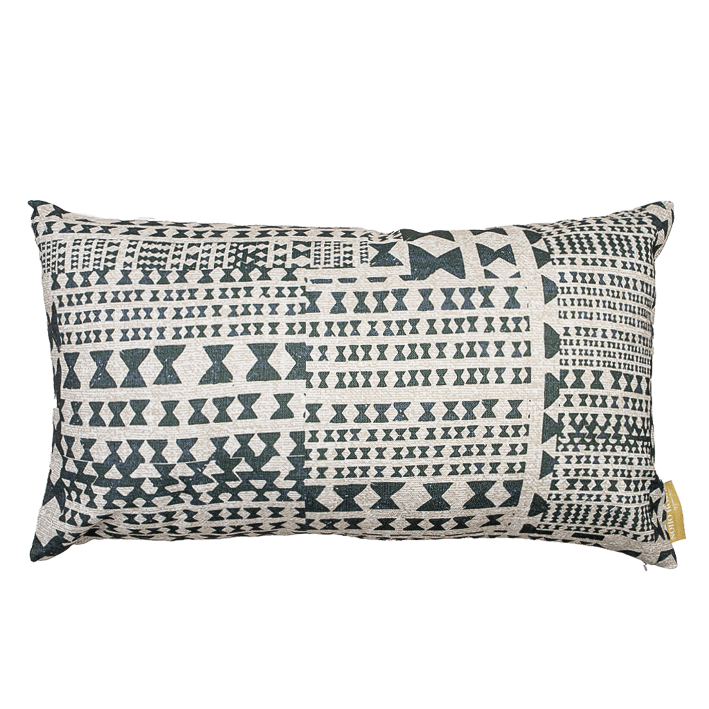 Black and Taupe Kāpili Lumbar Pillowcase against a white background