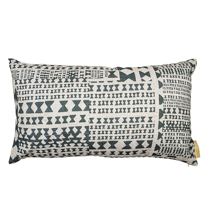 Black and Taupe Kāpili Lumbar Pillowcase against a white background