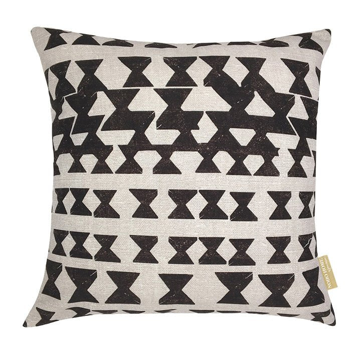 Front Side Black and Taupe Kāpili Square Pillowcase On a White Background