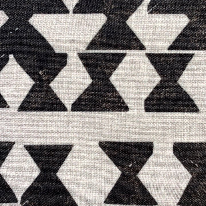 Closeup Of the Black and Taupe Kāpili Square Pillowcase Hawaiian Print