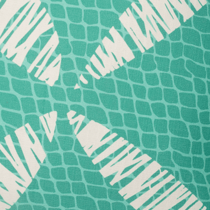 Closeup Ivory and Teal Kapua Kai Square Pillowcase Hawaiian Print