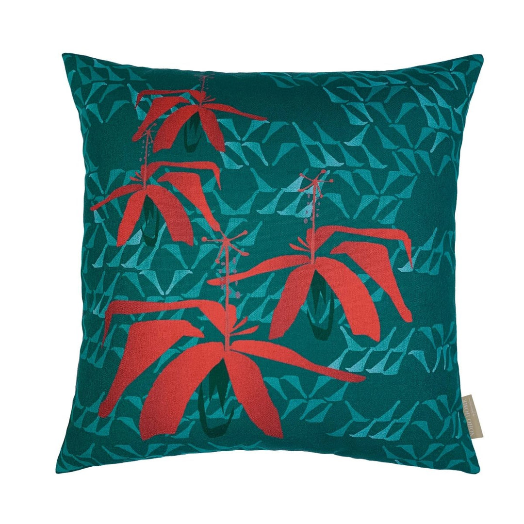 Teal Color Kokiʻo Square Pillowcase On a White Background