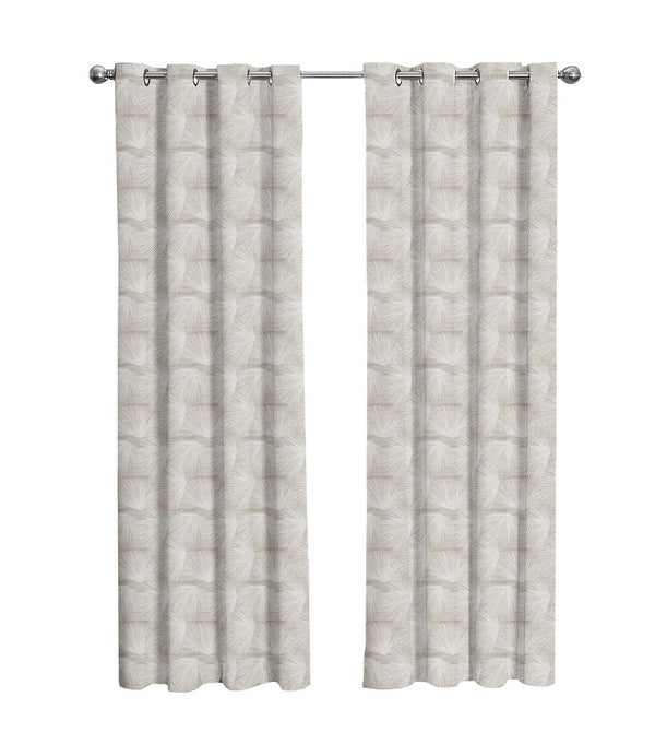 Loulu Drapery Panels Hanging on a Rod on a White Background