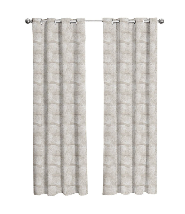 Loulu Drapery Panels Hanging on a Rod on a White Background