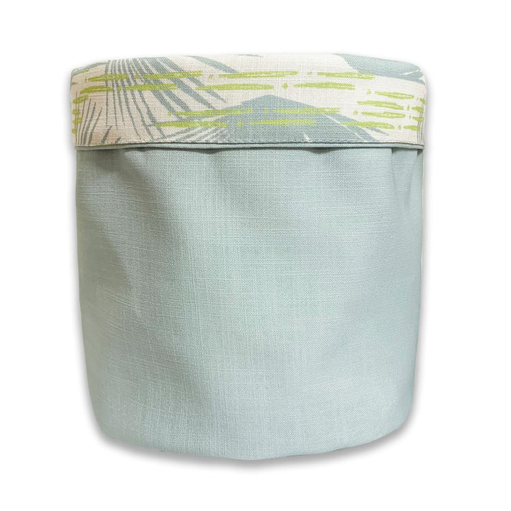 Celery and Light Blue Loulu Fabric Planter - Large - reversible