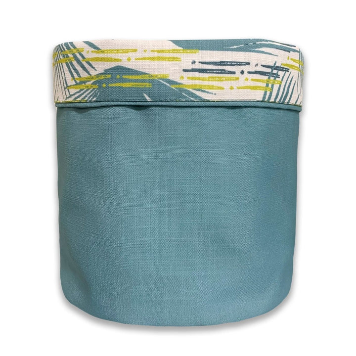 Ivory and Teal Loulu Fabric Planter - Large - reversible