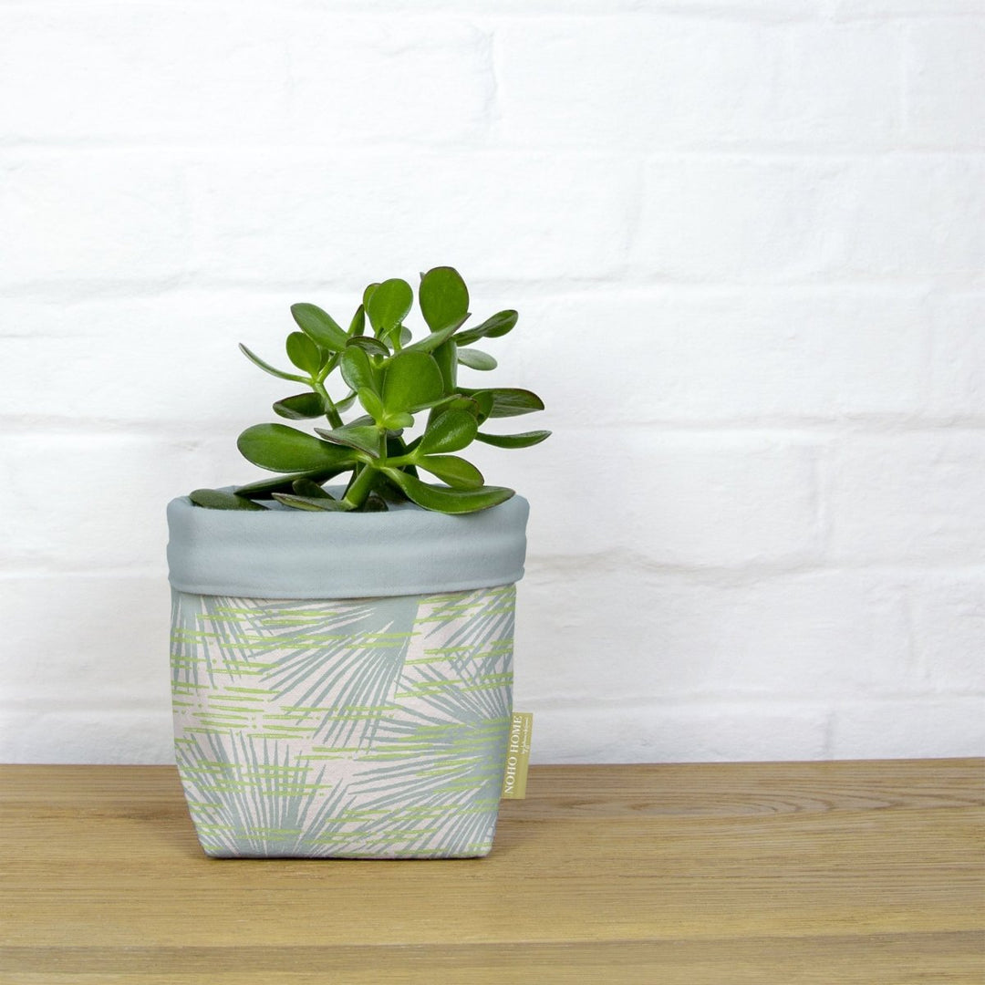 Celery and Light Blue Loulu Fabric Planter - Large