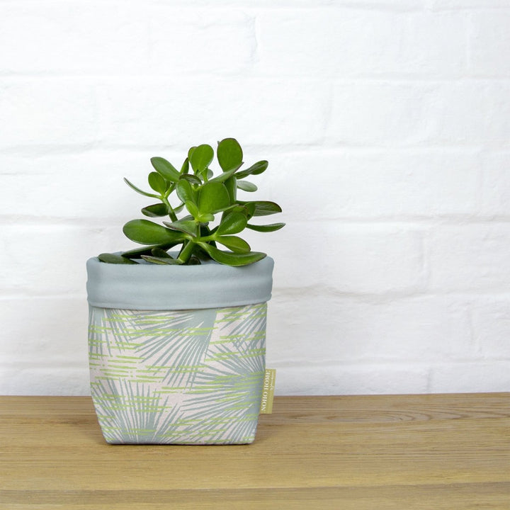 Celery and Light Blue Loulu Fabric Planter - Large