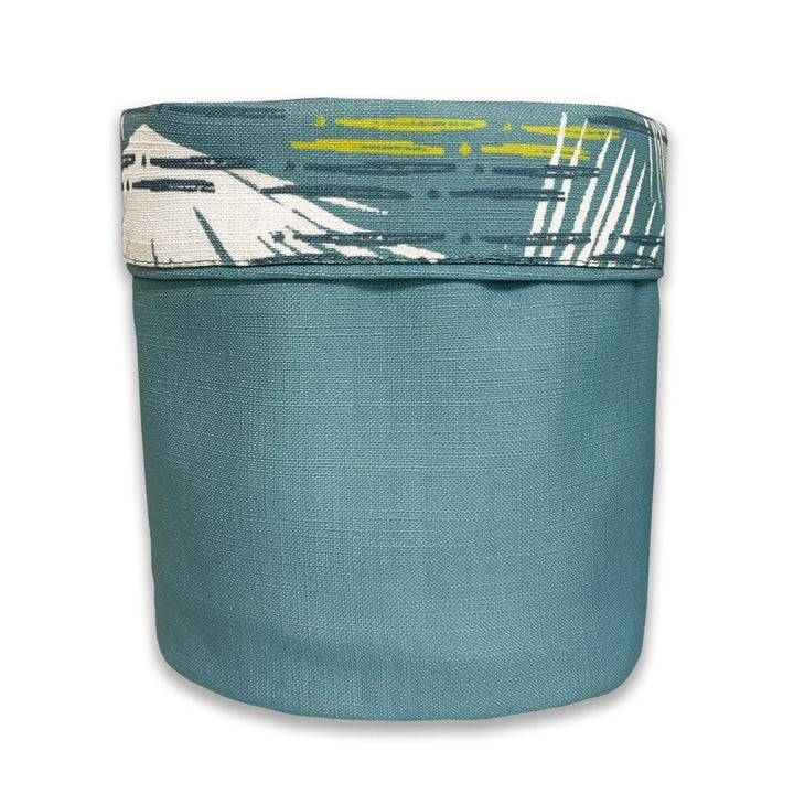 Ivory and Teal Loulu Fabric Planter - Medium - reversible